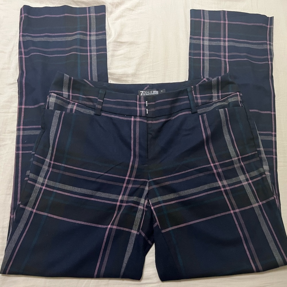 Ladies 7th avenue design studio new york co Navy Plaid Dress Pants Size 10.